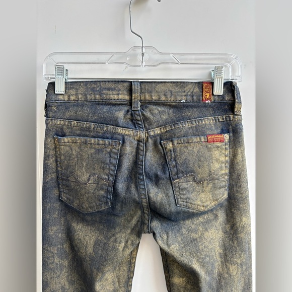 7 For All Mankind Tan Skinny Jeans | Size 26 | Gold washed - Picture 4 of 8